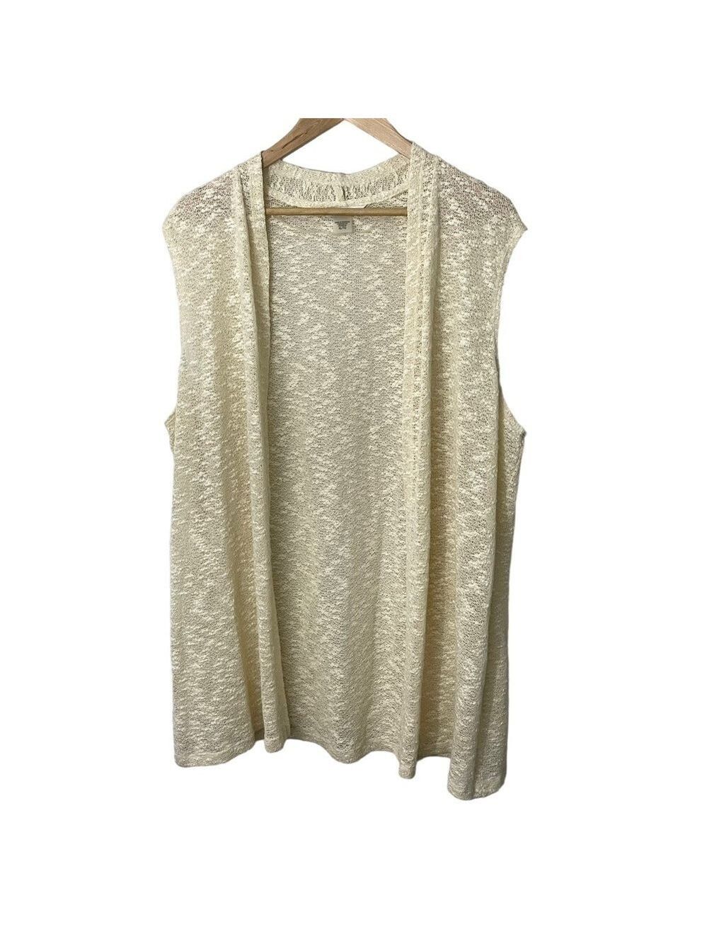 Alia Lightweight Sleeveless Cardigan Sz XL Cream Beige Knit Summer Boho Sweater